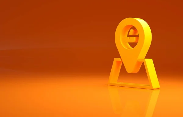 Žlutá Ikona Umístění Piknik Izolované Oranžovém Pozadí Minimalismus Ilustrace Vykreslení — Stock fotografie