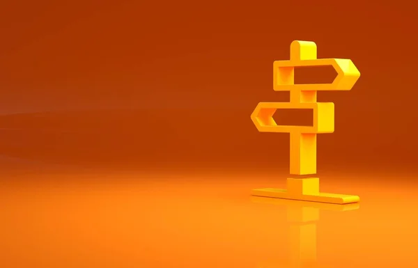 Sárga Útjelző Tábla Jelzőtábla Ikon Elszigetelt Narancs Alapon Mutató Szimbólum — Stock Fotó