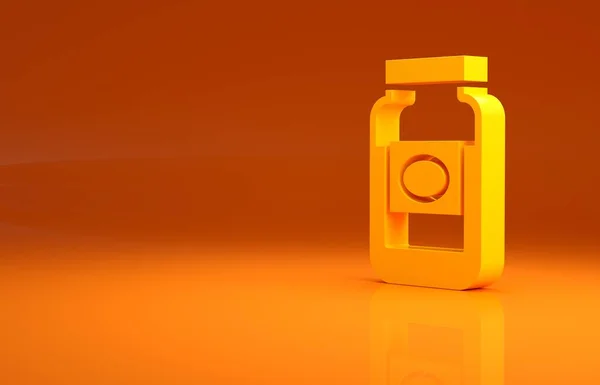 Žlutá Jam Jar Ikona Izolované Oranžovém Pozadí Minimalismus Ilustrace Vykreslení — Stock fotografie