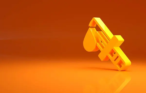 Gelbes Blutiges Messer Symbol Isoliert Auf Orangefarbenem Hintergrund Minimalismus Konzept — Stockfoto