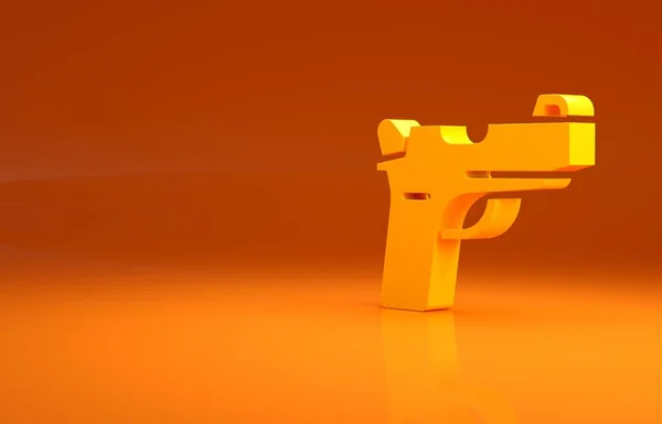 Žlutá Pistole Nebo Ikona Pistole Izolované Oranžovém Pozadí Policejní Nebo — Stock fotografie