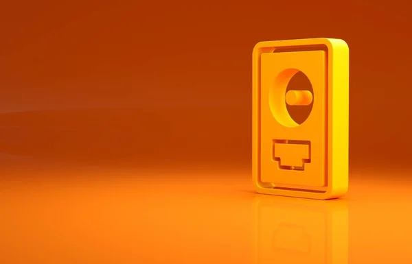 Gelbe Auszeichnung Rahmen Symbol Isoliert Auf Orangefarbenem Hintergrund Moderne Zeremonie — Stockfoto