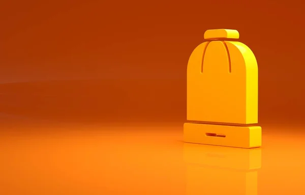 Icono Amarillo Sombrero Invierno Aislado Sobre Fondo Naranja Concepto Minimalista — Foto de Stock