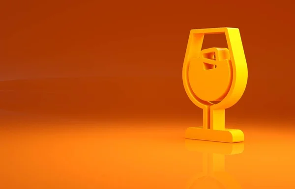 Icono Copa Vino Amarillo Aislado Sobre Fondo Naranja Signo Copa — Foto de Stock