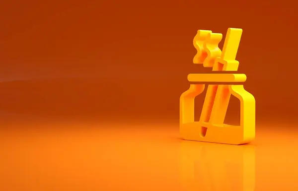 Żółta Ikona Dyfuzora Zapachu Izolowana Pomarańczowym Tle Szklany Słoik Inny — Zdjęcie stockowe