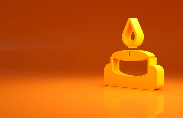 Icône Bougie Arôme Jaune Isolé Sur Fond Orange Concept Minimalisme — Photo