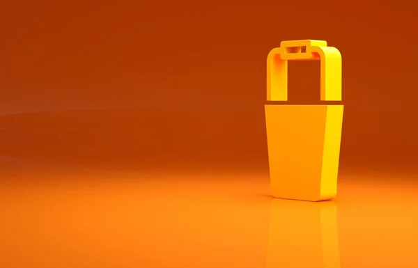 Żółta Ikona Wiadra Sauny Izolowana Pomarańczowym Tle Koncepcja Minimalizmu Ilustracja — Zdjęcie stockowe