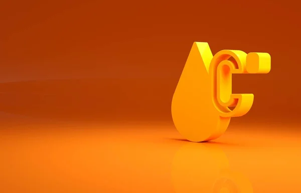 Icône Température Eau Jaune Isolée Sur Fond Orange Concept Minimalisme — Photo