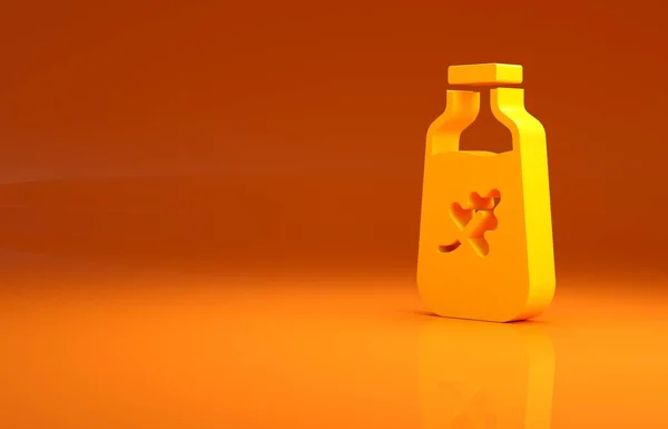 Yellow Essential Oil Bottle Icon Isolated Orange Background Organic Aromatherapy — Stock Photo, Image