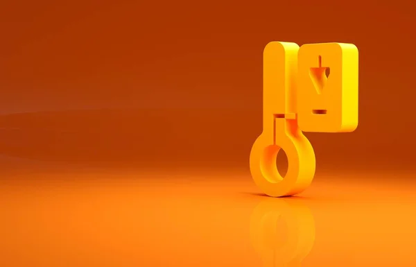 Ikona Žlutého Saunového Teploměru Izolovaná Oranžovém Pozadí Sauna Koupelové Vybavení — Stock fotografie