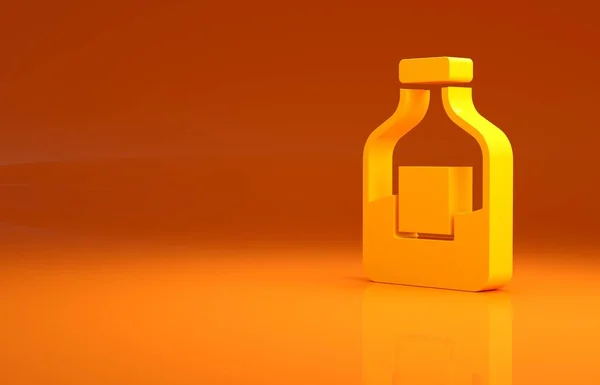 Žlutá Skleněná Láhev Vodka Ikona Izolované Oranžovém Pozadí Minimalismus Ilustrace — Stock fotografie
