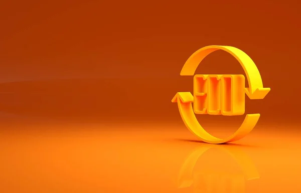 Желтый Лист Эко Символ Значок Изолирован Оранжевом Фоне Баннер Этикетка — стоковое фото