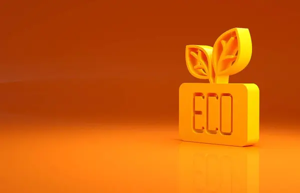 Icono Símbolo Yellow Leaf Eco Aislado Sobre Fondo Naranja Banner — Foto de Stock