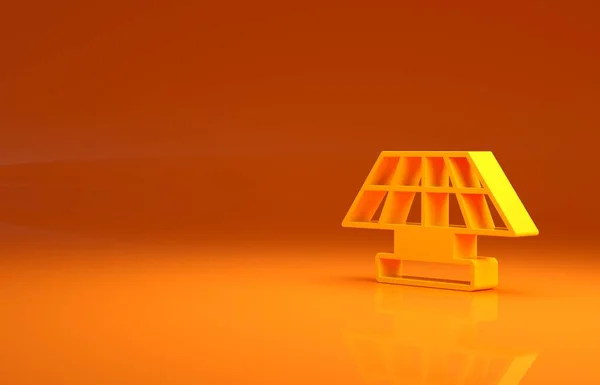 Yellow Solar energy panel icon isolated on orange background. Minimalism concept. 3d illustration 3D render.