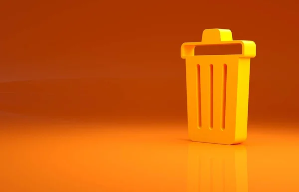 Желтый Мусорный Бак Значок Изолирован Оранжевом Фоне Знак Мусорного Бака — стоковое фото