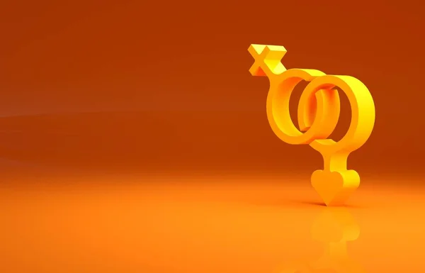 아이콘은 주황색 배경에서 분리되었습니다 여성의 섹스의 발렌틴의 미니멀리즘의 개념입니다 렌더링 — 스톡 사진