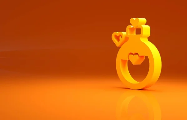 Желтая Бутылка Иконкой Любовного Зелья Оранжевом Фоне Днем Святого Валентина — стоковое фото