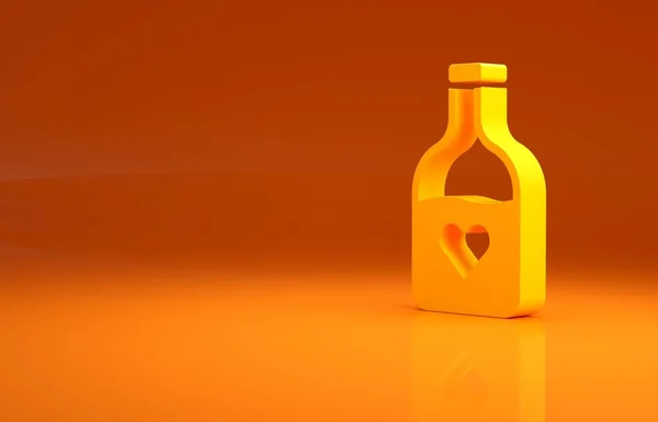 Yellow Bottle Love Potion Icon Isolated Orange Background Happy Valentines — Stock Photo, Image