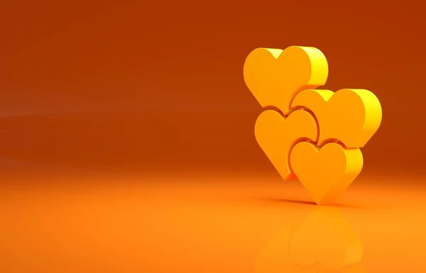 Icône Coeur Jaune Isolée Sur Fond Orange Symbole Romantique Lié — Photo