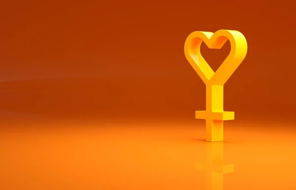 Ícone Símbolo Gênero Feminino Amarelo Isolado Fundo Laranja Símbolo Vénus — Fotografia de Stock