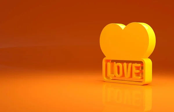 Gelbes Herz Symbol Isoliert Auf Orangefarbenem Hintergrund Romantische Symbole Verbinden — Stockfoto
