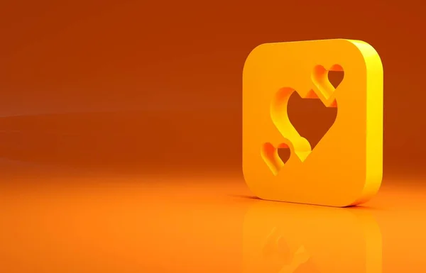Желтое Сердце Значок Изолирован Оранжевом Фоне Романтический Символ Связанный Присоединиться — стоковое фото