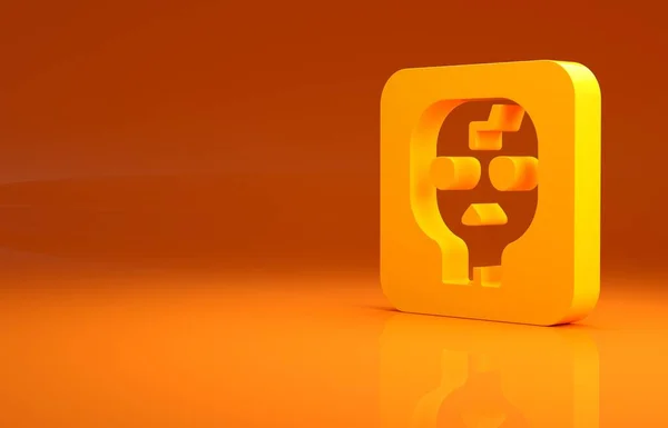オレンジ色の背景に隔離された黄色の考古学アイコン 最小限の概念 3Dイラスト3Dレンダリング — ストック写真