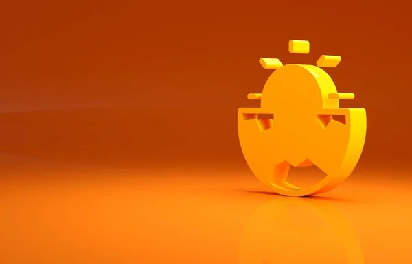 黄色的地核结构外壳图标孤立在橙色背景 最低纲领的概念 3D渲染3D插图 — 图库照片
