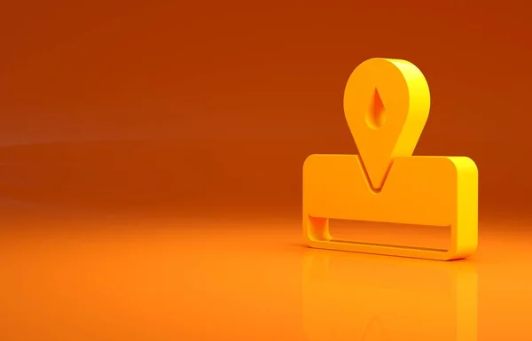 オレンジ色の背景に分離された黄色の油田のアイコン ガスの生産 最小限の概念 3Dイラスト3Dレンダリング — ストック写真