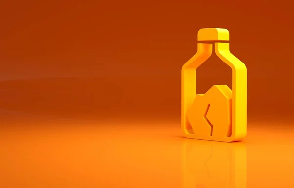 Gelbes Symbol Des Erzbergbaus Isoliert Auf Orangefarbenem Hintergrund Minimalismus Konzept — Stockfoto