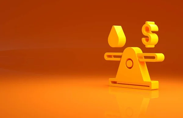 Gelber Ölwechsel Wassertransfer Konvertierungssymbol Isoliert Auf Orangefarbenem Hintergrund Minimalismus Konzept — Stockfoto