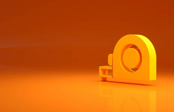 stock image Yellow Roulette construction icon isolated on orange background. Tape measure symbol. Minimalism concept. 3d illustration 3D render.