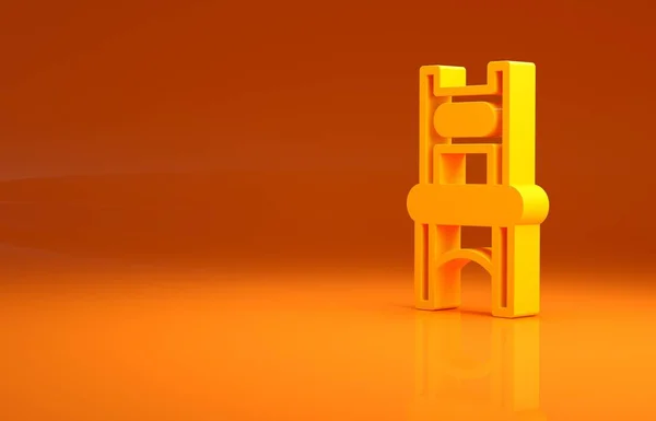 Ікона Жовтого Стільця Ізольована Помаранчевому Тлі Концепція Мінімалізму Рендеринг — стокове фото