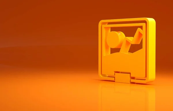 黄色图片图标孤立在橙色背景 最低纲领的概念 3D渲染3D插图 — 图库照片