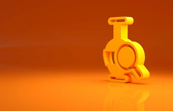 黄色古老的暗号图标孤立在橙色背景上 最低纲领的概念 3D渲染3D插图 — 图库照片