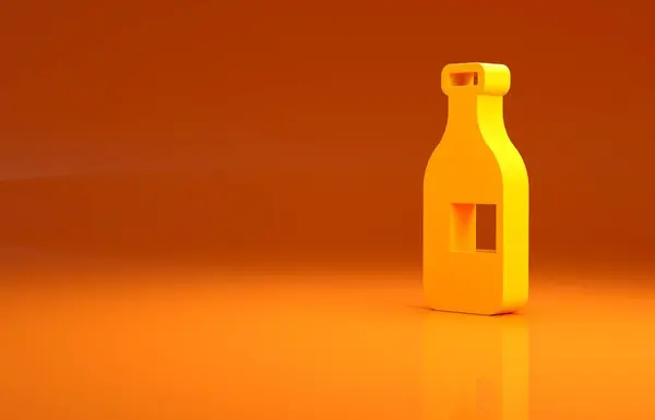 Žlutá Láhev Vína Ikona Izolované Oranžovém Pozadí Minimalismus Ilustrace Vykreslení — Stock fotografie