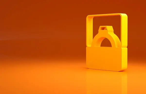 Gele Diamanten Verlovingsring Box Icon Geïsoleerd Oranje Achtergrond Minimalisme Concept — Stockfoto