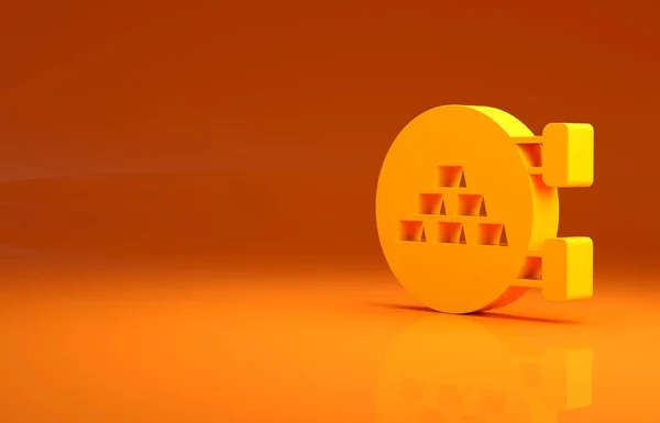 黄色珠宝商店图标孤立在橙色背景 最低纲领的概念 3D渲染3D插图 — 图库照片