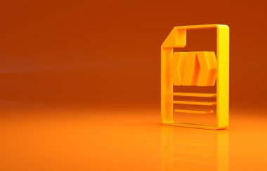 Sarı İkili Kod simgesi turuncu arkaplanda izole edildi. Minimalizm kavramı. 3d illüstrasyon 3B canlandırma.