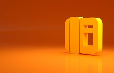 Sarı Telefon ahizesi simgesi turuncu arkaplanda izole edildi. Telefon işareti. Minimalizm kavramı. 3d illüstrasyon 3B canlandırma.