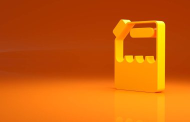 Turuncu arka planda izole edilmiş benzin ikonu için sarı teneke kutu. Dizel gaz ikonu. Minimalizm kavramı. 3d illüstrasyon 3d canlandırma.
