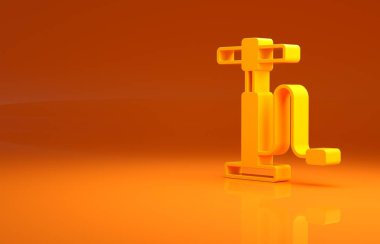 Sarı Araba hava pompası ikonu turuncu arka planda izole edildi. Minimalizm kavramı. 3d illüstrasyon 3B canlandırma.