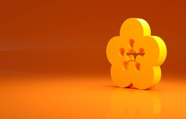 Sarı nilüfer çiçeği ikonu turuncu arka planda izole edilmiş. Minimalizm kavramı. 3d illüstrasyon 3d canlandırma.