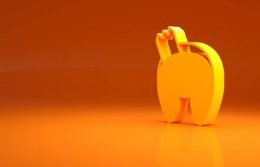 Sarı Çin fal kurabiyesi ikonu turuncu arka planda izole edilmiş. Geleneksel Asya. Minimalizm kavramı. 3d illüstrasyon 3d canlandırma.