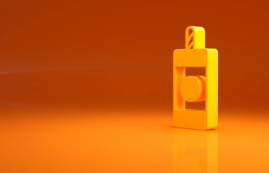 Sarı Havai fişek ikonu turuncu arka planda izole edildi. Eğlence partisi anlayışı. Patlayıcı havai fişek sembolü. Havai fişek yakıyorum. Minimalizm kavramı. 3d illüstrasyon 3B canlandırma.