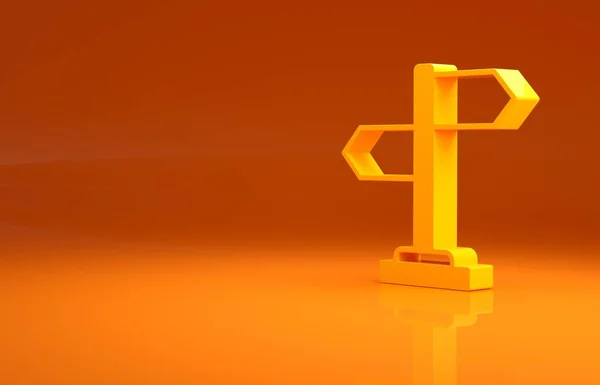 Gelbes Verkehrszeichen Wegweiser Symbol Isoliert Auf Orangefarbenem Hintergrund Zeigersymbol Abgelegenes — Stockfoto