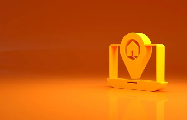 Gul Infographic Stadskartan Navigeringsikonen Isolerad Orange Bakgrund Bärbar App Gränssnittskoncept — Stockfoto