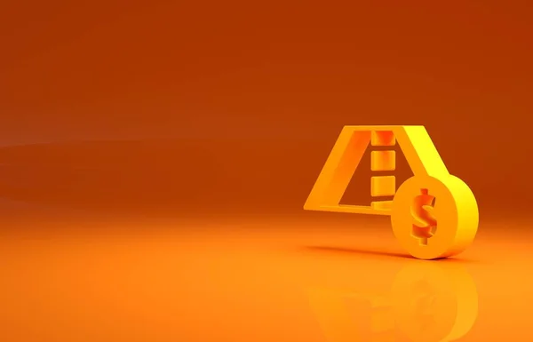 Gelbes Mautstraßenschild Wegweiser Symbol Isoliert Auf Orangefarbenem Hintergrund Zeigersymbol Straßeninformationsschild — Stockfoto