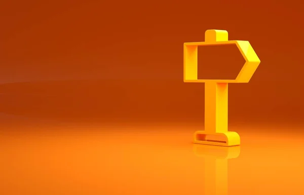 Желтая Дорога Дорожный Знак Значок Signpost Изолирован Оранжевом Фоне Символ — стоковое фото