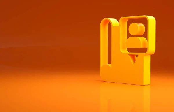 黄色オレンジ色の背景に位置マーカーアイコンで折り返しマップ 最小限の概念 3Dイラスト3Dレンダリング — ストック写真